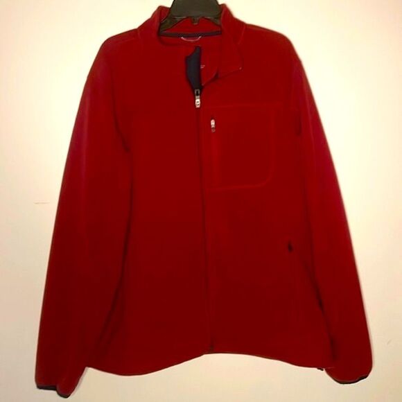 L.L.Bean- Men’s Polartec Full Zip Red Long Sleeve Zip Pockets Fleece Jacket- XL - Picture 1 of 11